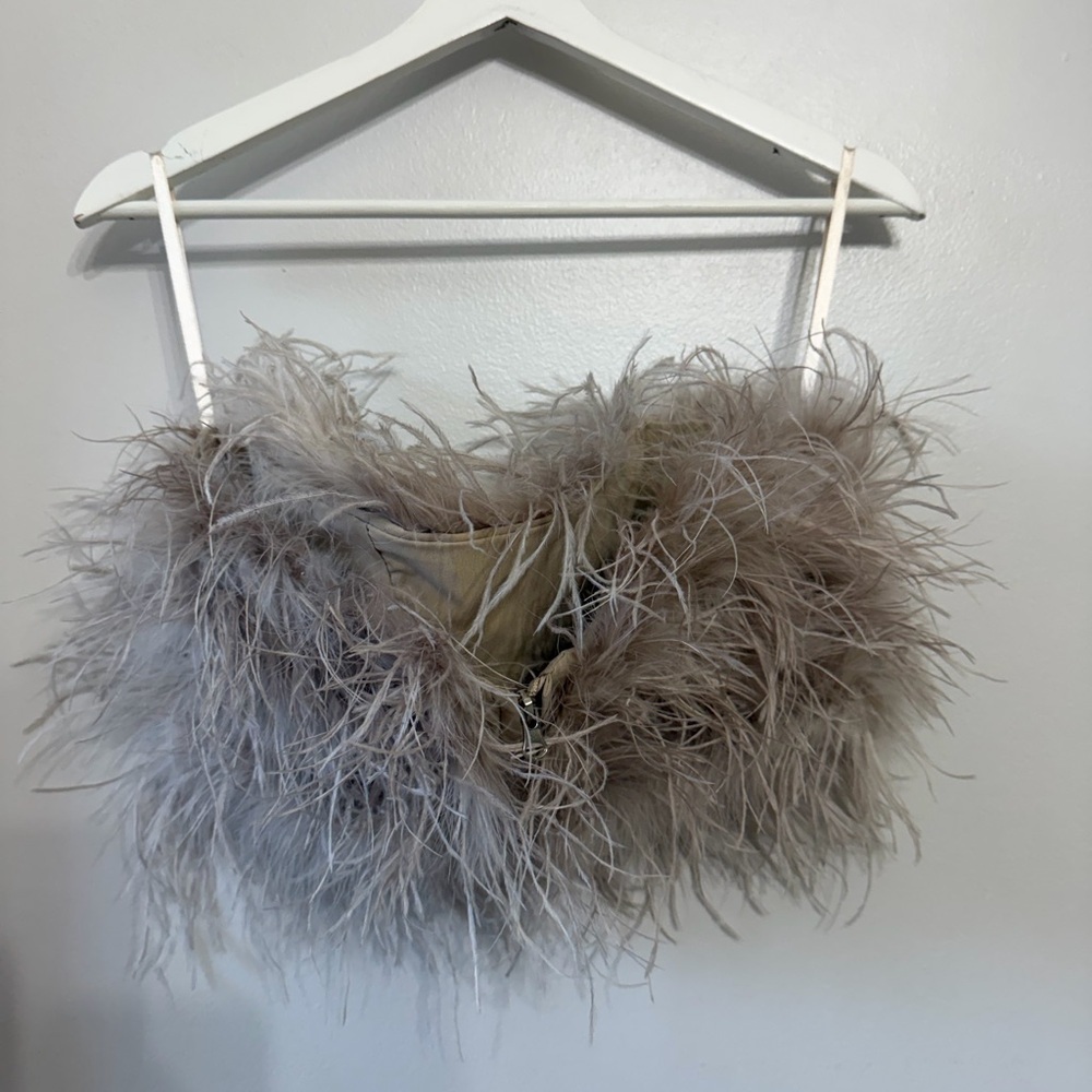 Lamarque Feathered Crop Top in Dusty Pink - Picture 6 of 12